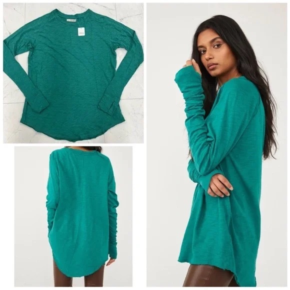 We The Free Arden Long Sleeve Tee Women’s M Everglade Slouchy Top - Picture 1 of 9